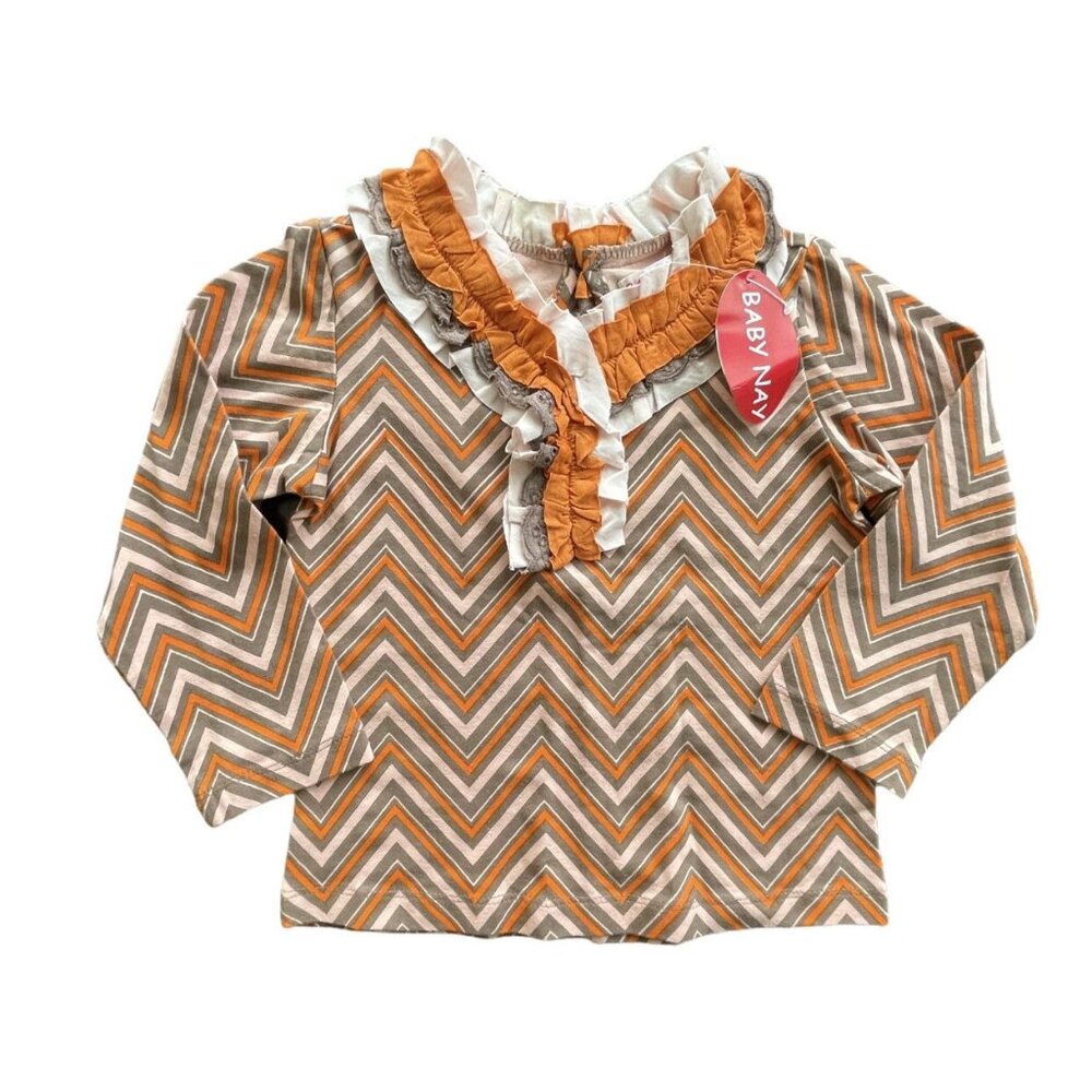 **NEW** Baby Nay Chevron Ruffle Neck Top